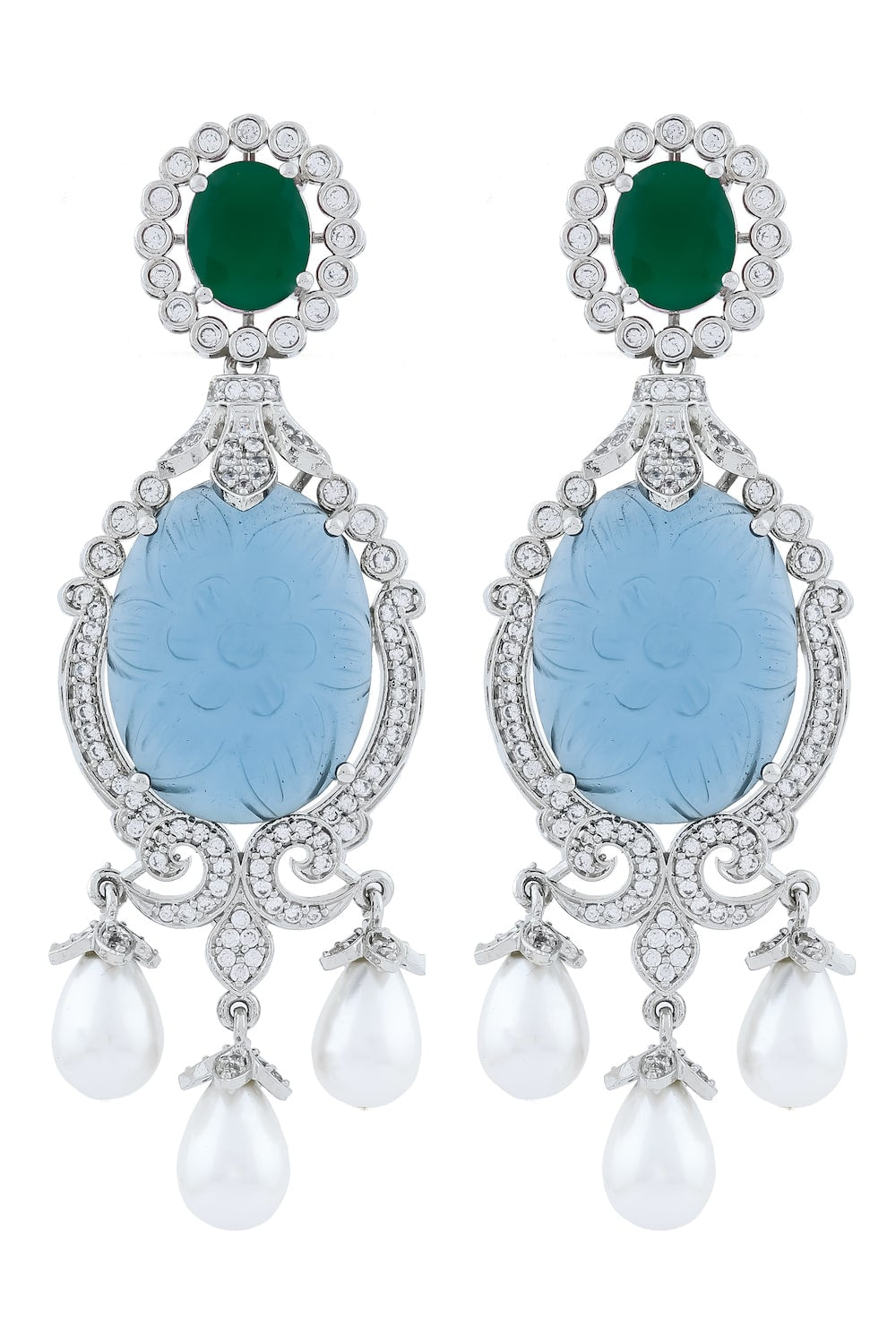 Art Deco carving stone earring