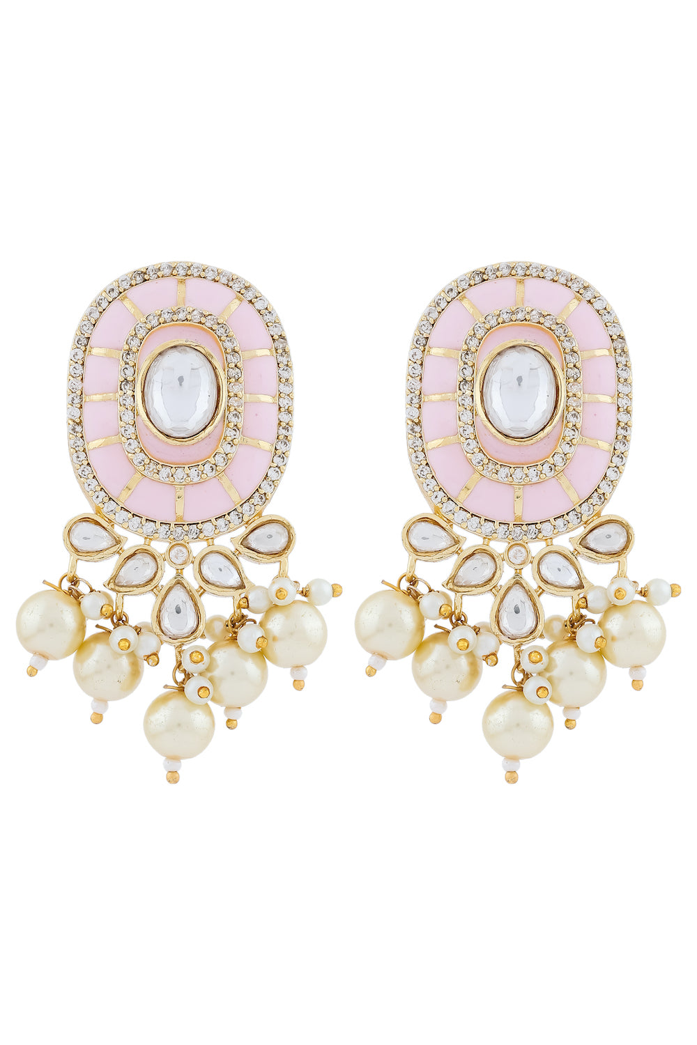 pastel pink meenakari studs
