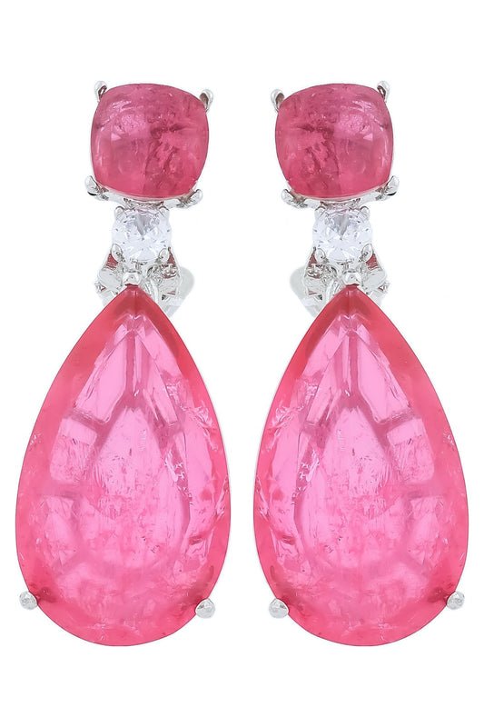 doublet stones silver polish drop earrings dbspdre220427