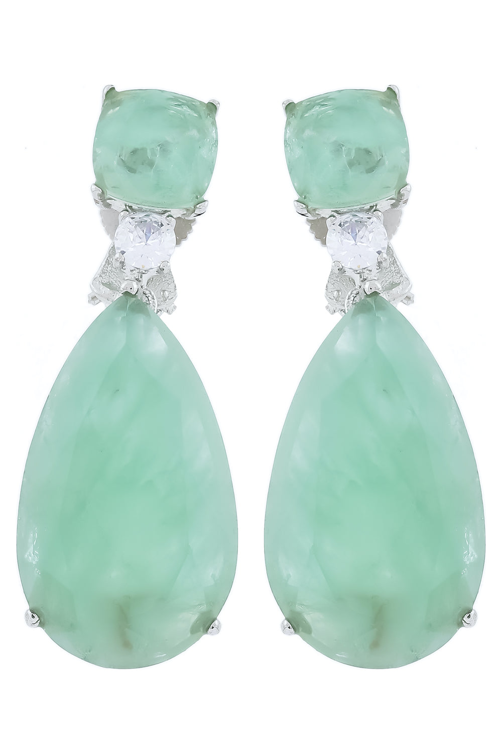 doublet stones silver polish drop earrings dbspdre220427