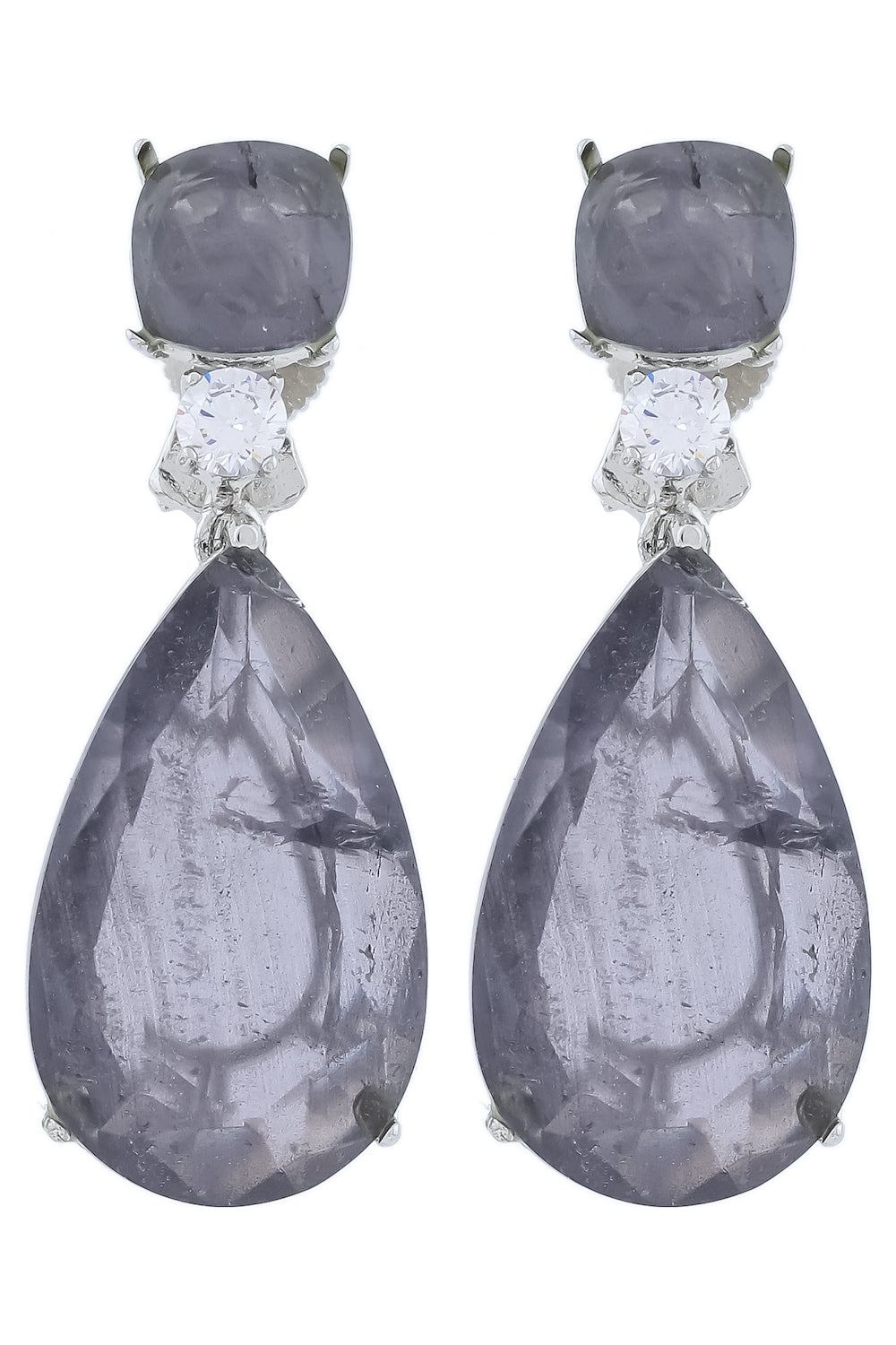 doublet stones silver polish drop earrings dbspdre220427