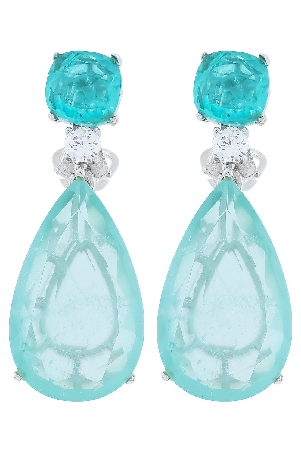 doublet stones silver polish drop earrings dbspdre220427