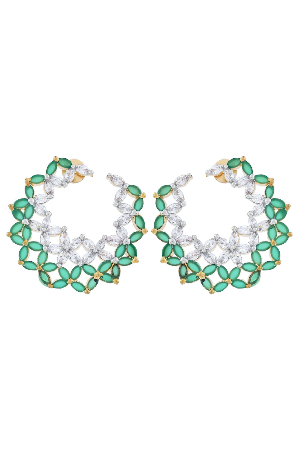 green cz hoop studs