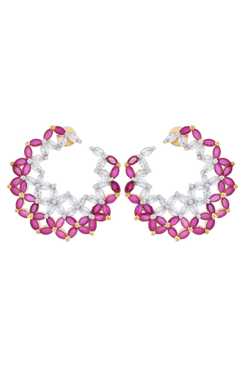 ruby colour stone hoops