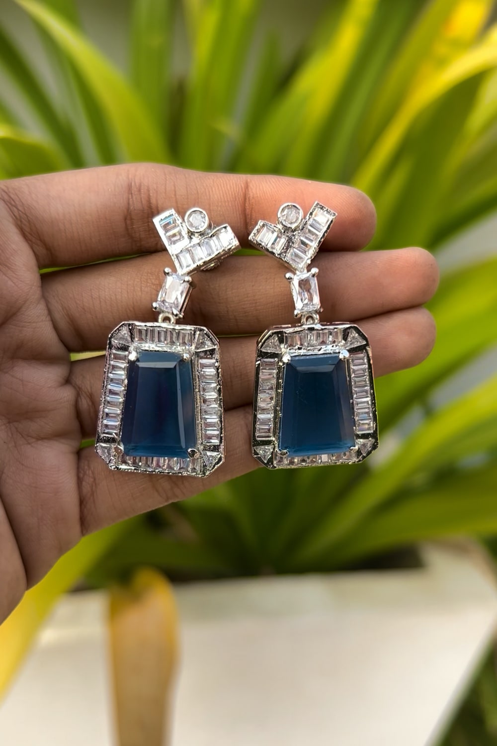 zirconia drop earrings