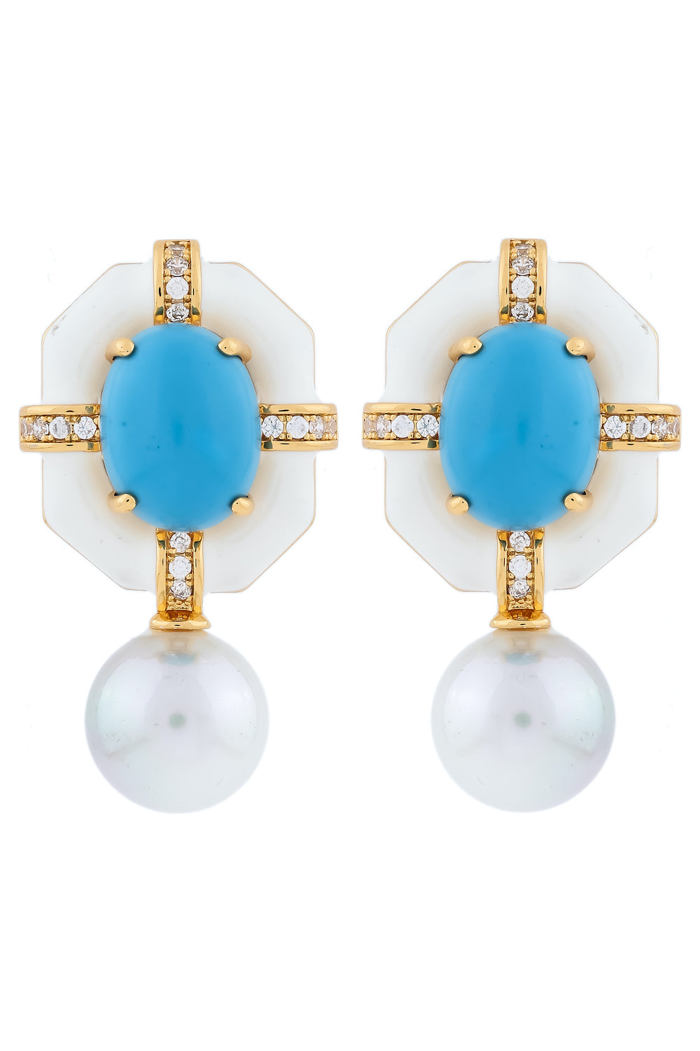white enamel turquoise stone studs