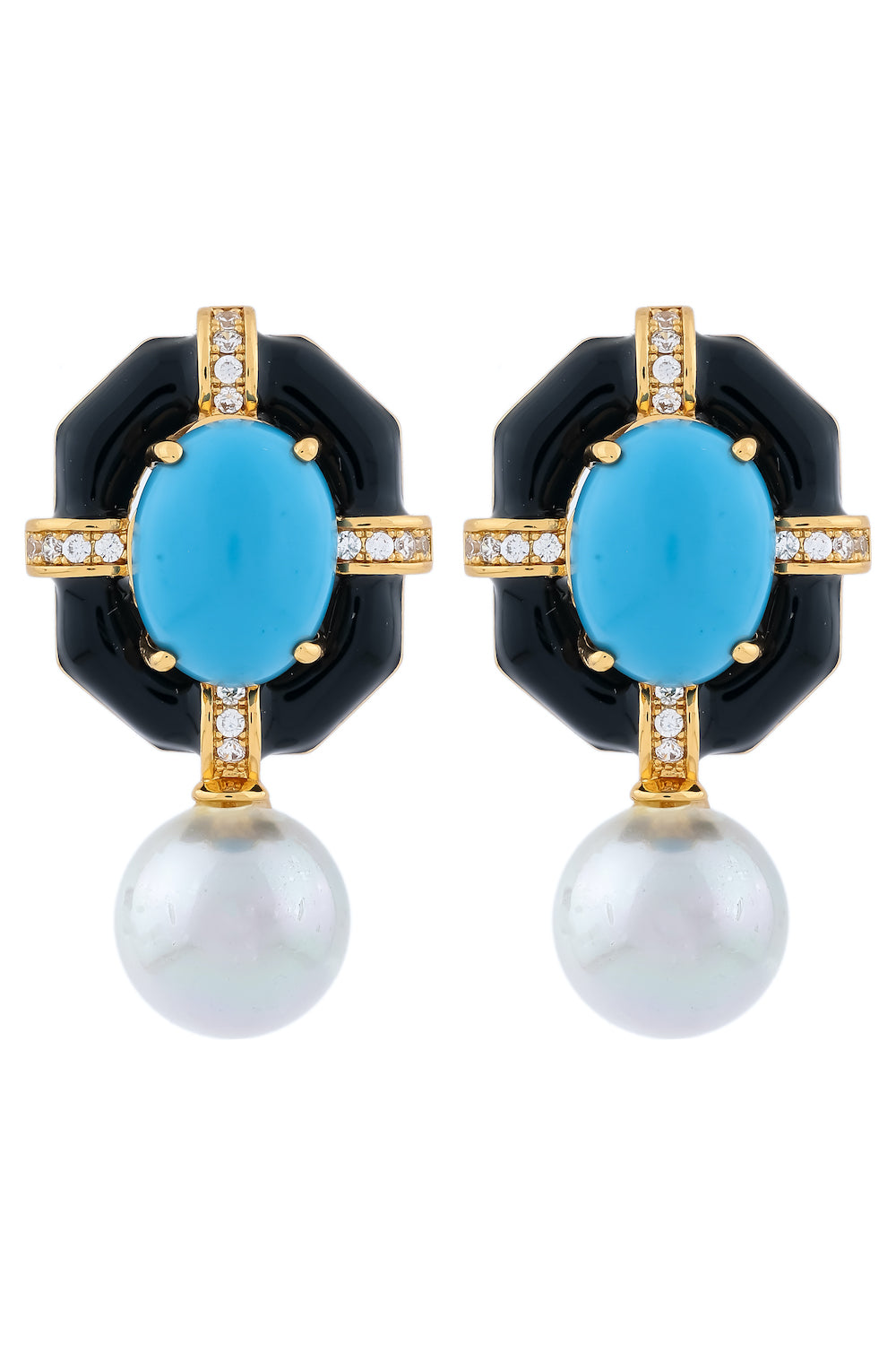 black enamel turquoise studs