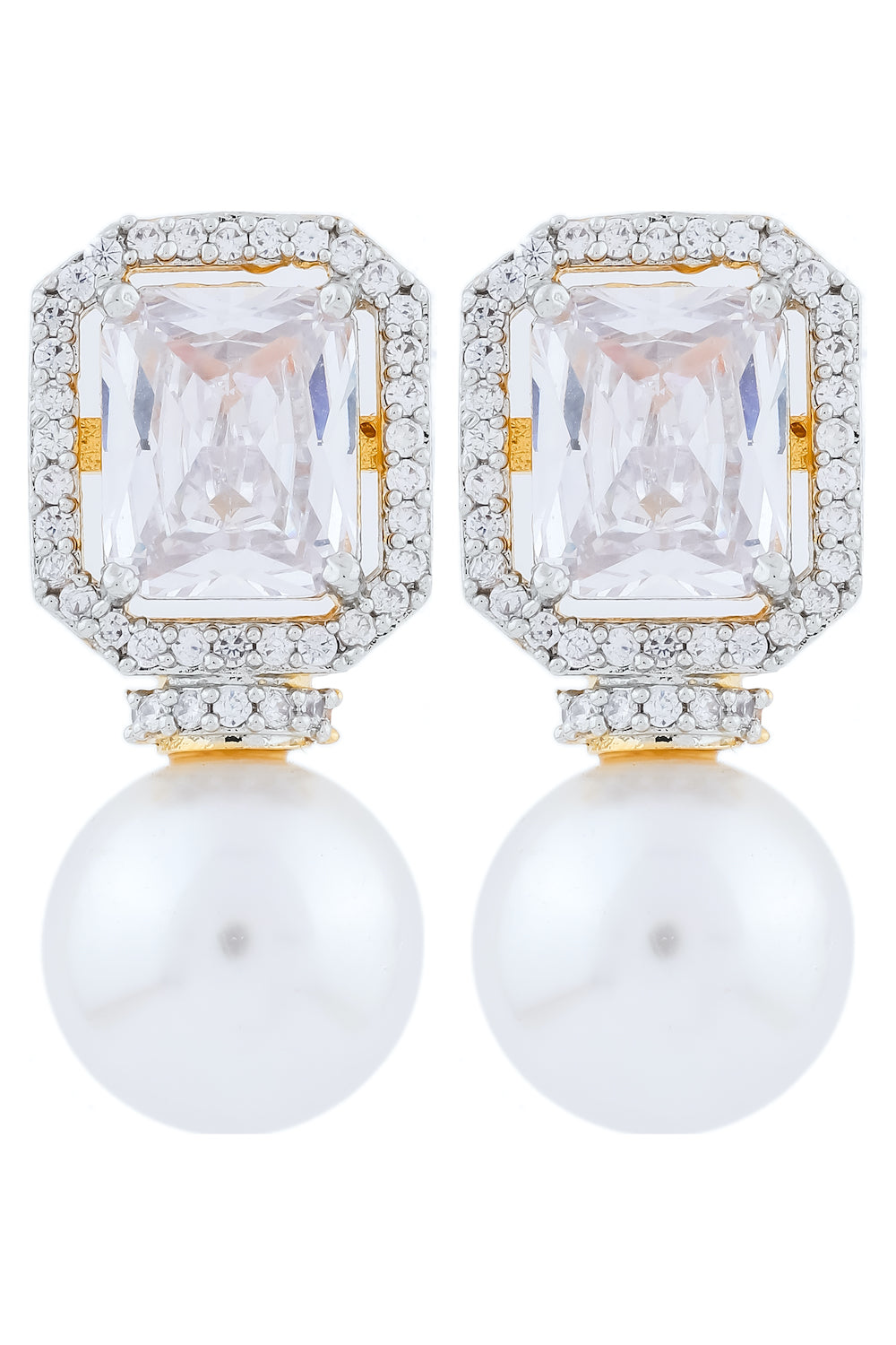 cz pearl gold polish studs