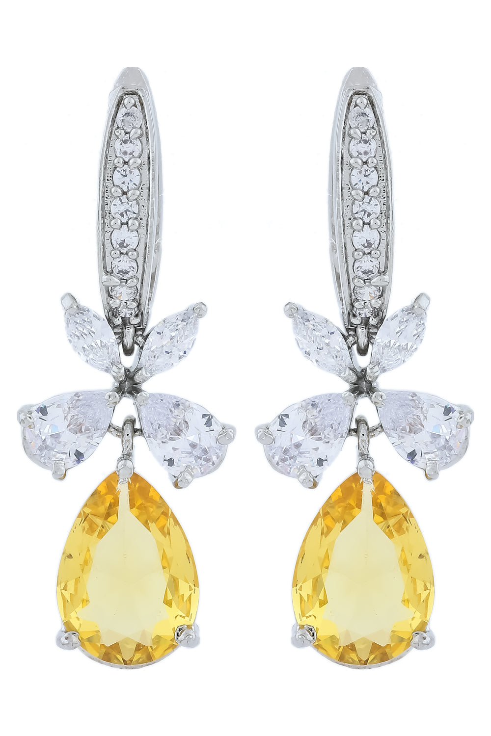 yellow sapphire colour cz drop earrings