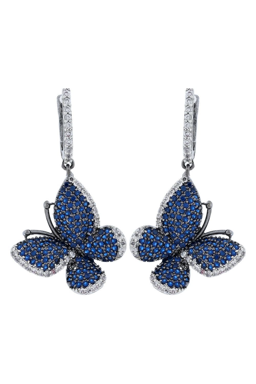 blue cz butterfly earrings