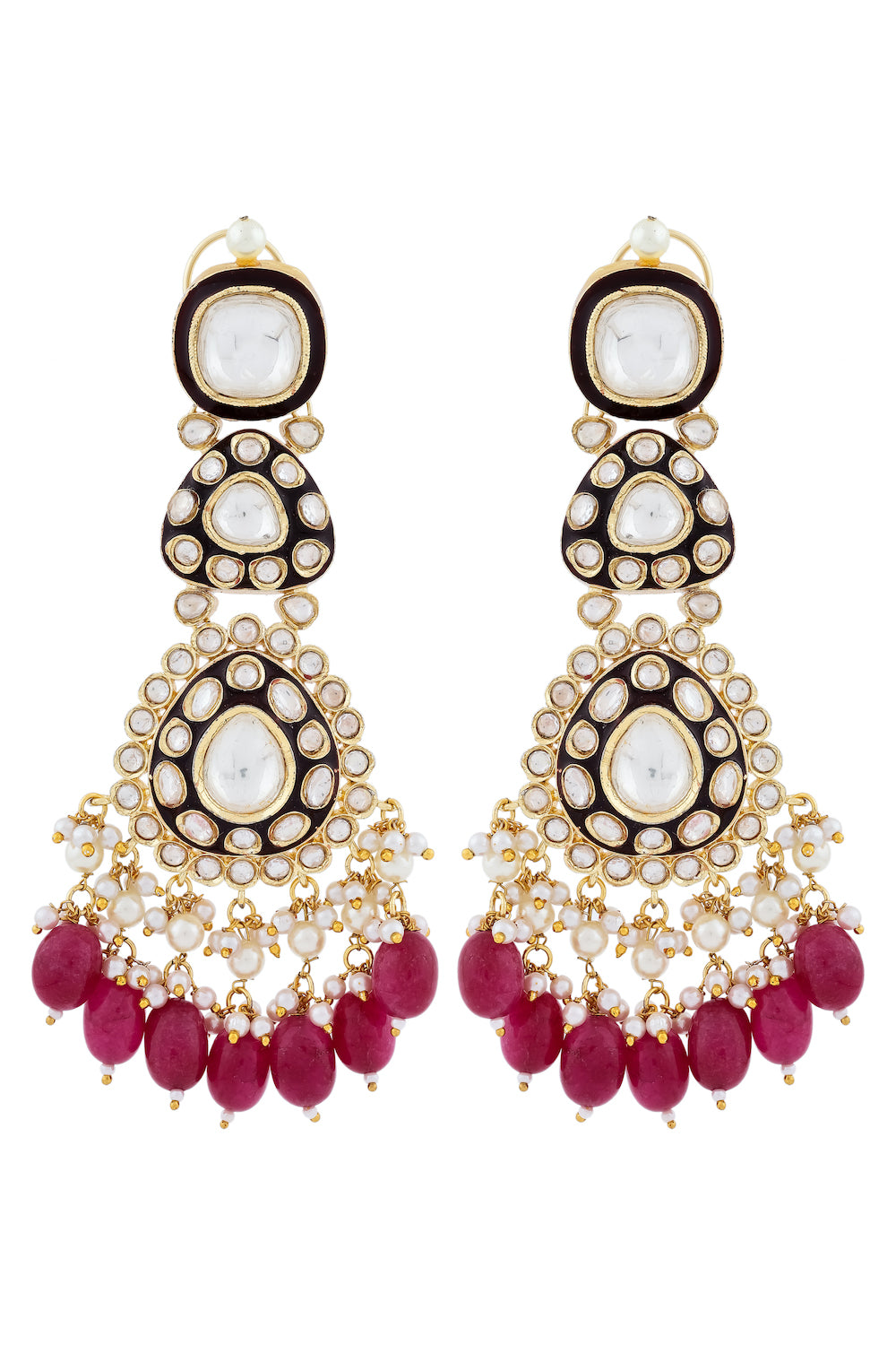 meenakari long polki necklace