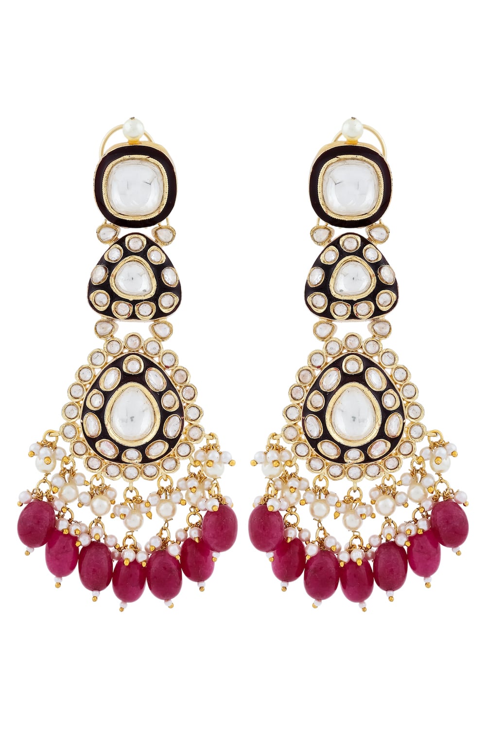 meenakari long polki necklace