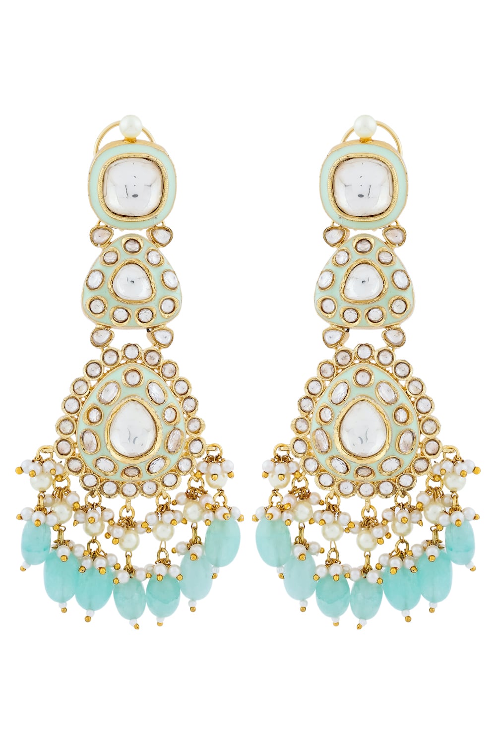 pastel green polki earrings