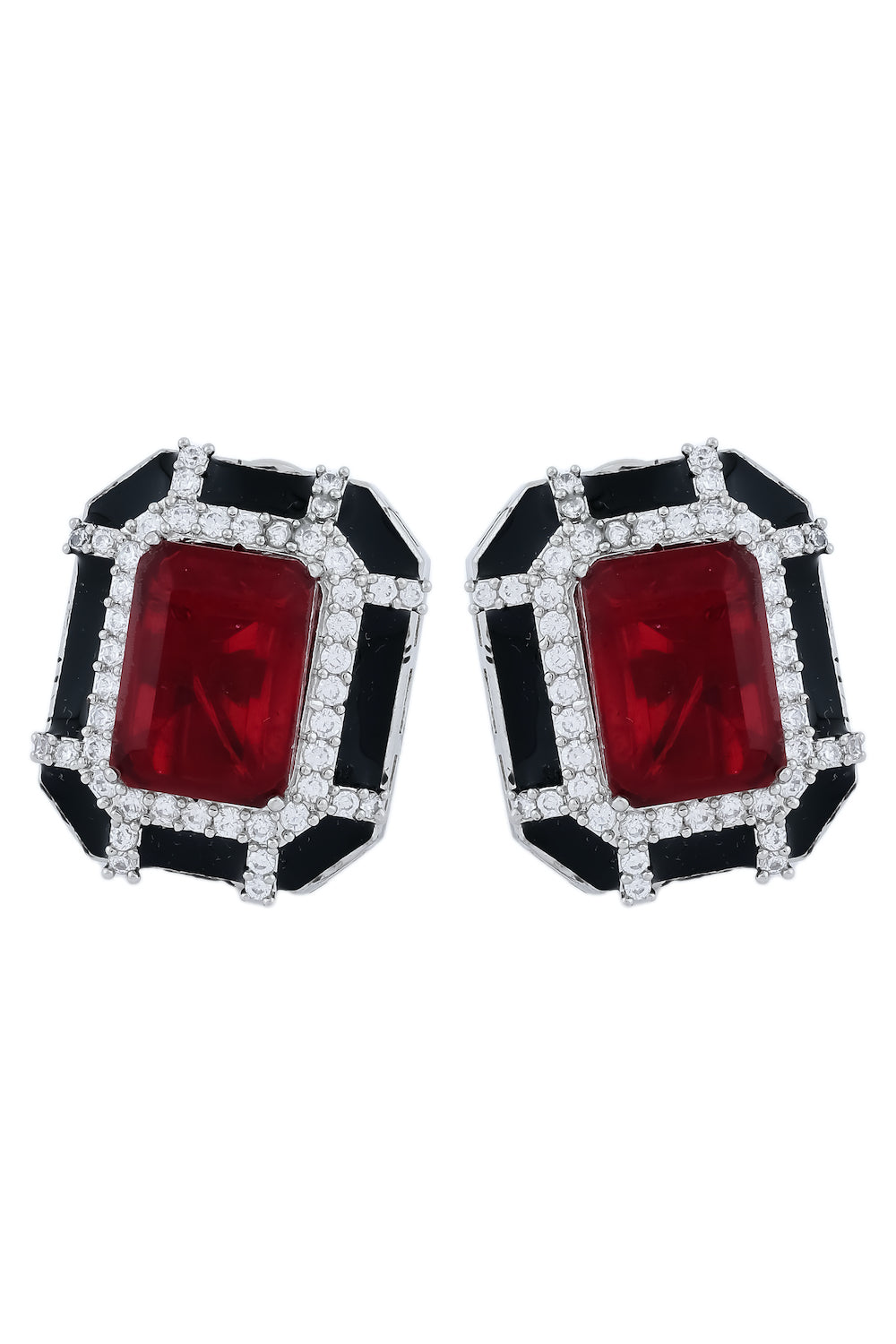 red black doublet enamel stud earrings