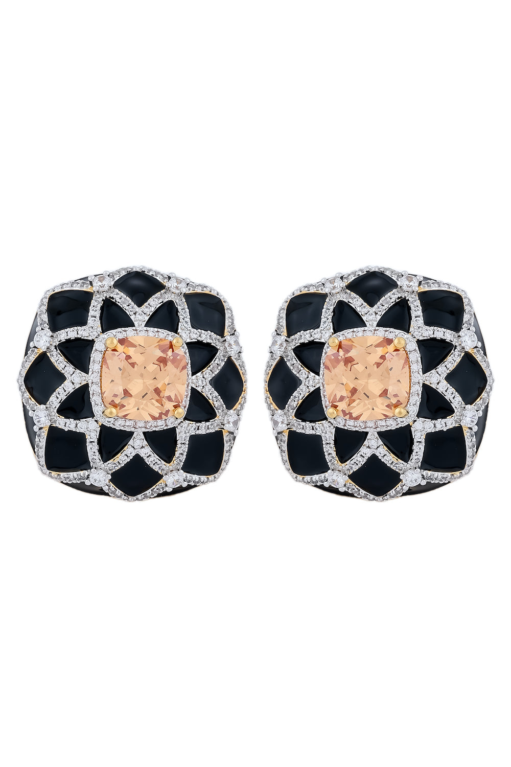 peach stone enamel earrings