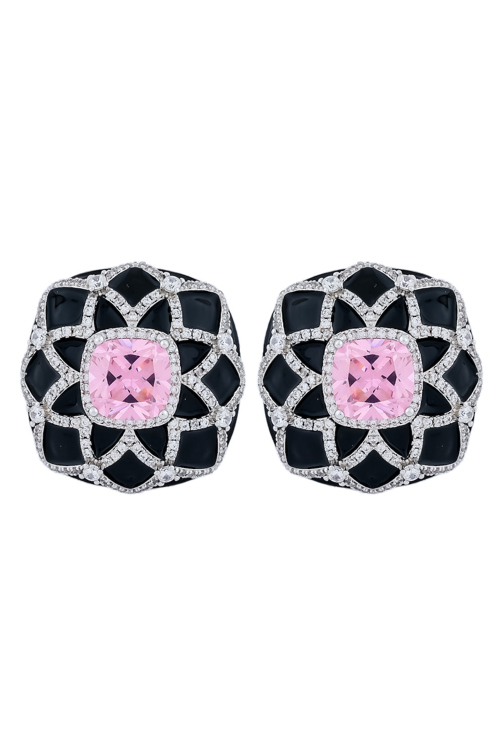 pink enamel stud earrings