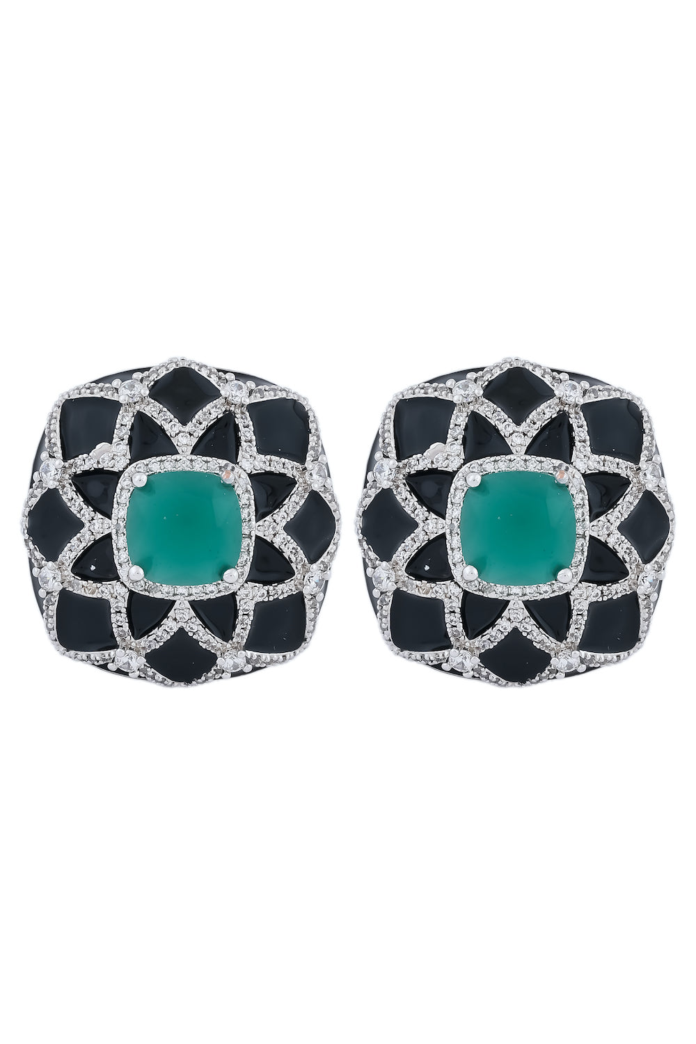 green enamel stud earrings
