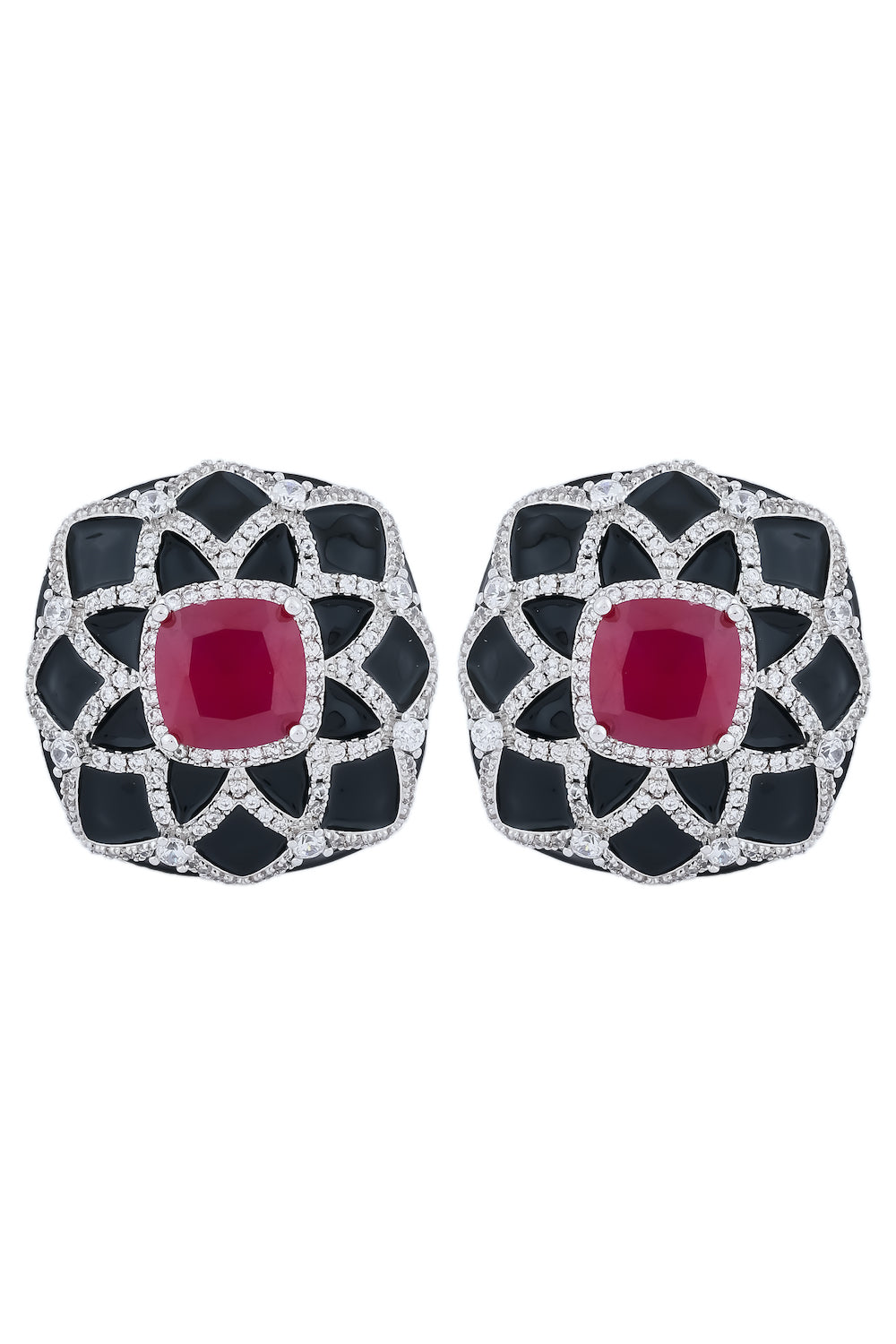 ruby enamel stud earrings