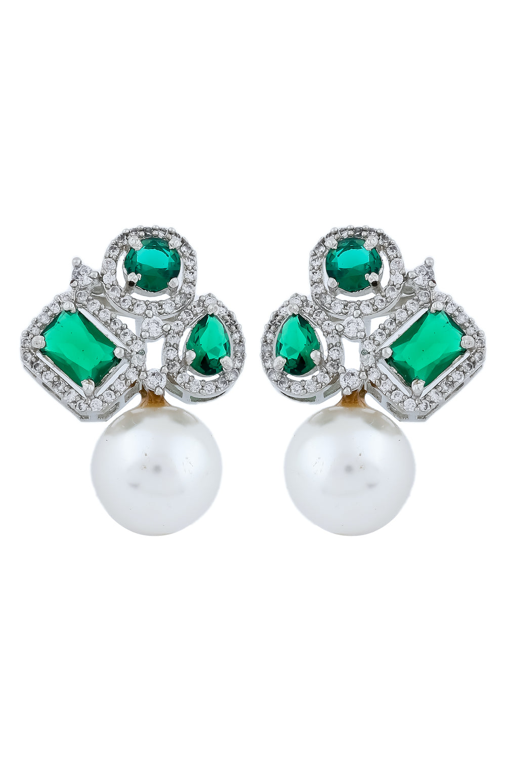 emerald pearl delicate studs