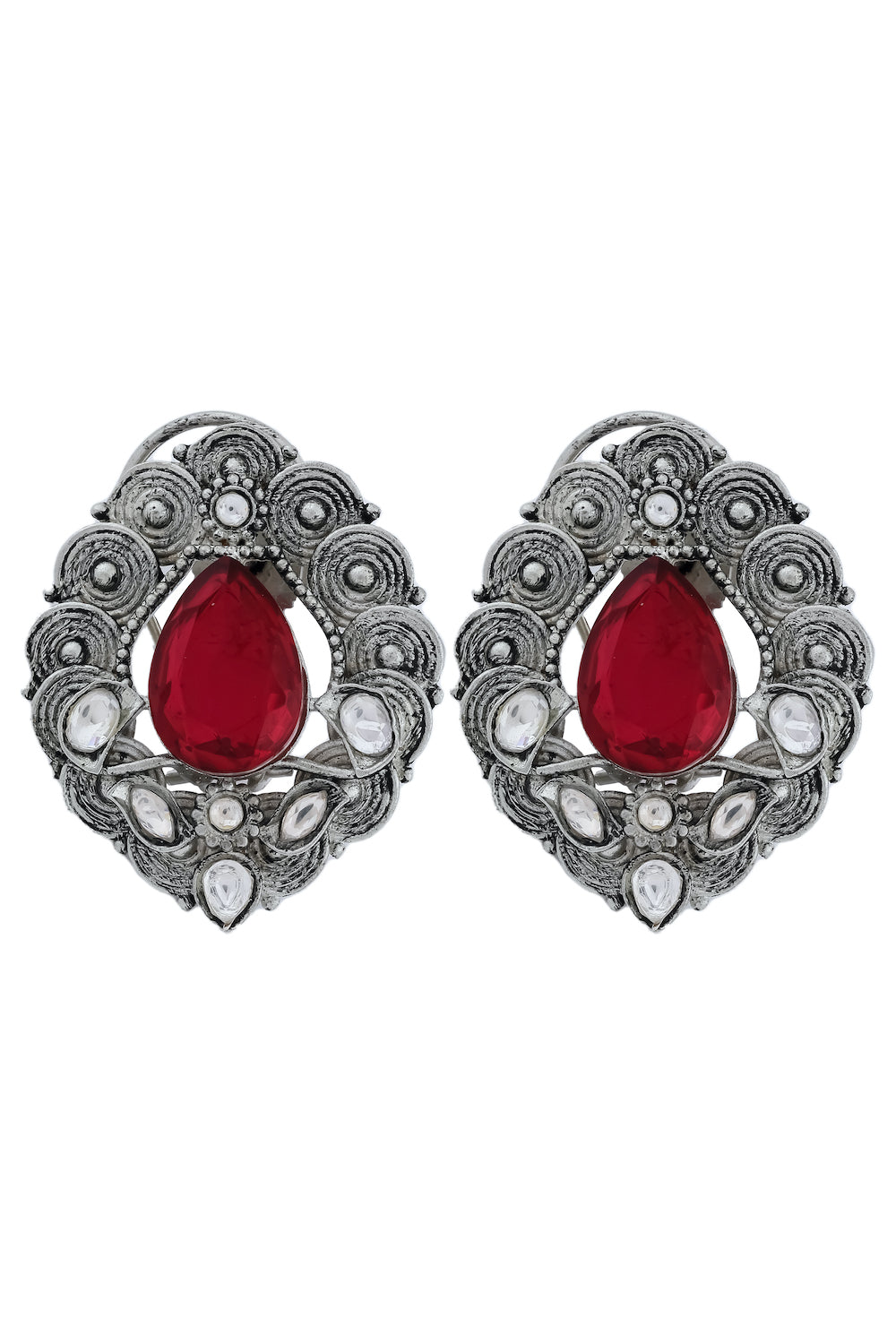 red doublet silver antique studs