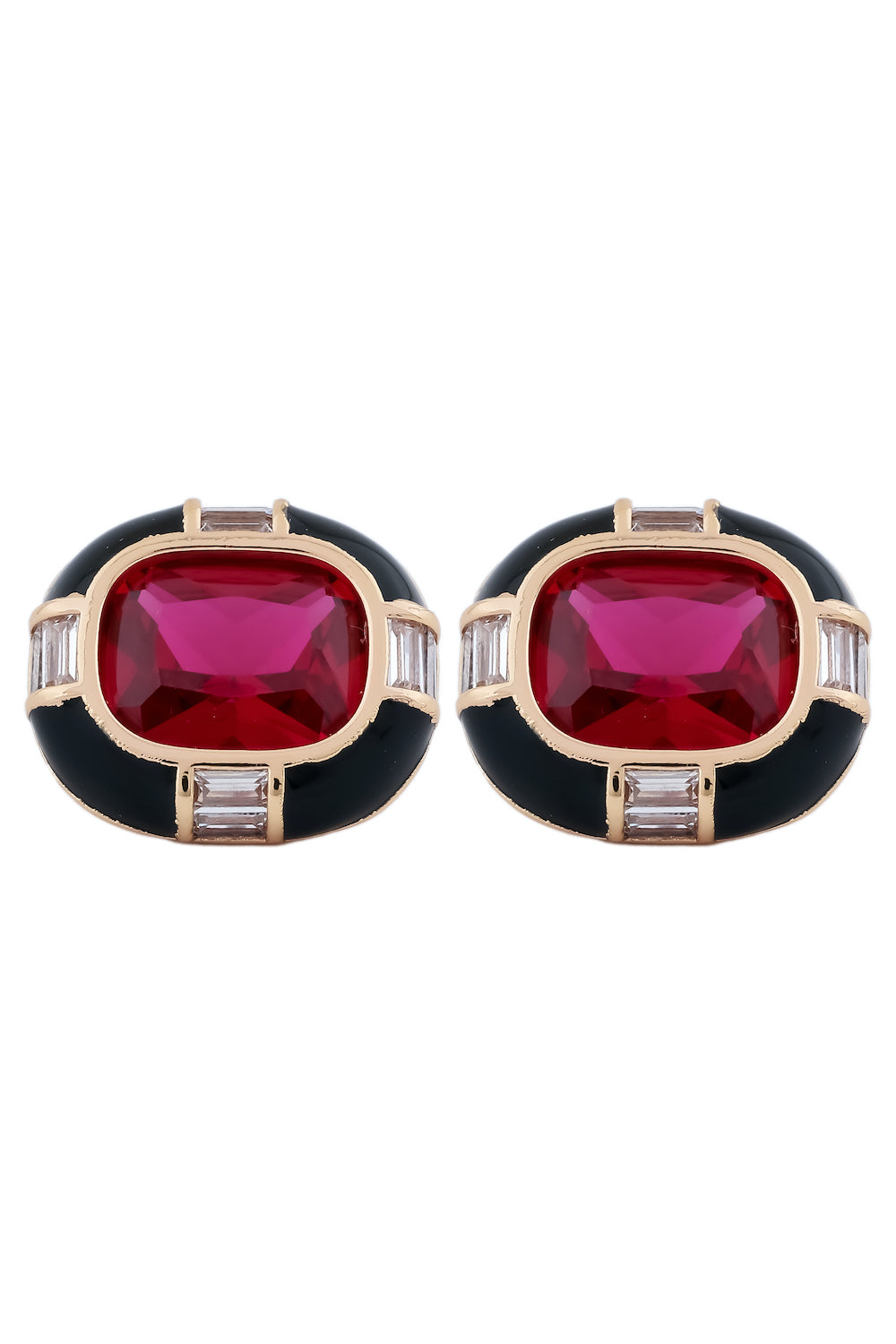 ruby black enamel cz delicate studs