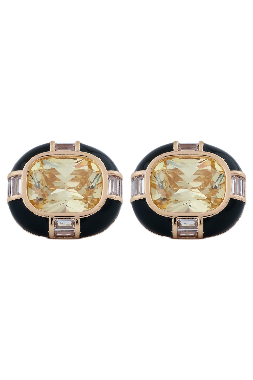 sapphire yellow black enamel gold finish studs