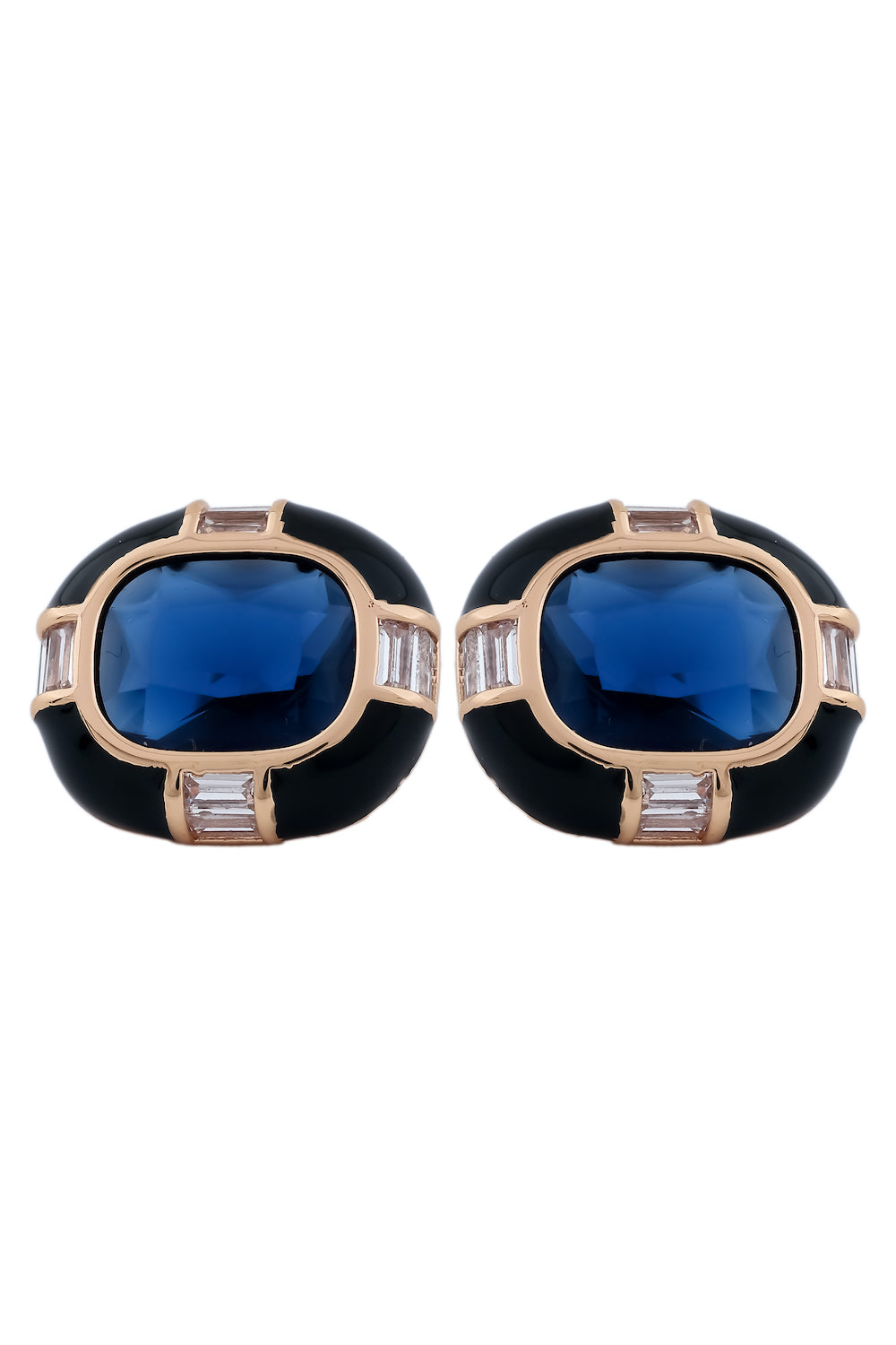 sapphire blue black enamel ad studs