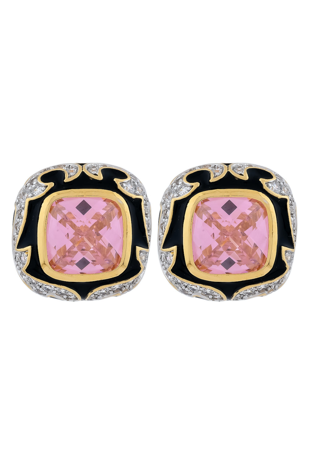 black enamel cz earrings pink