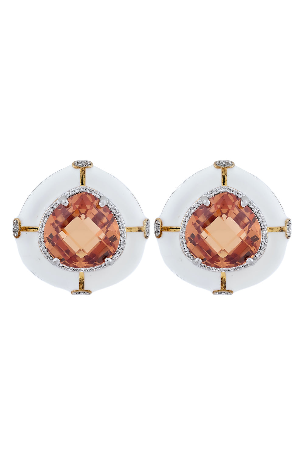 white enamel stud earrings