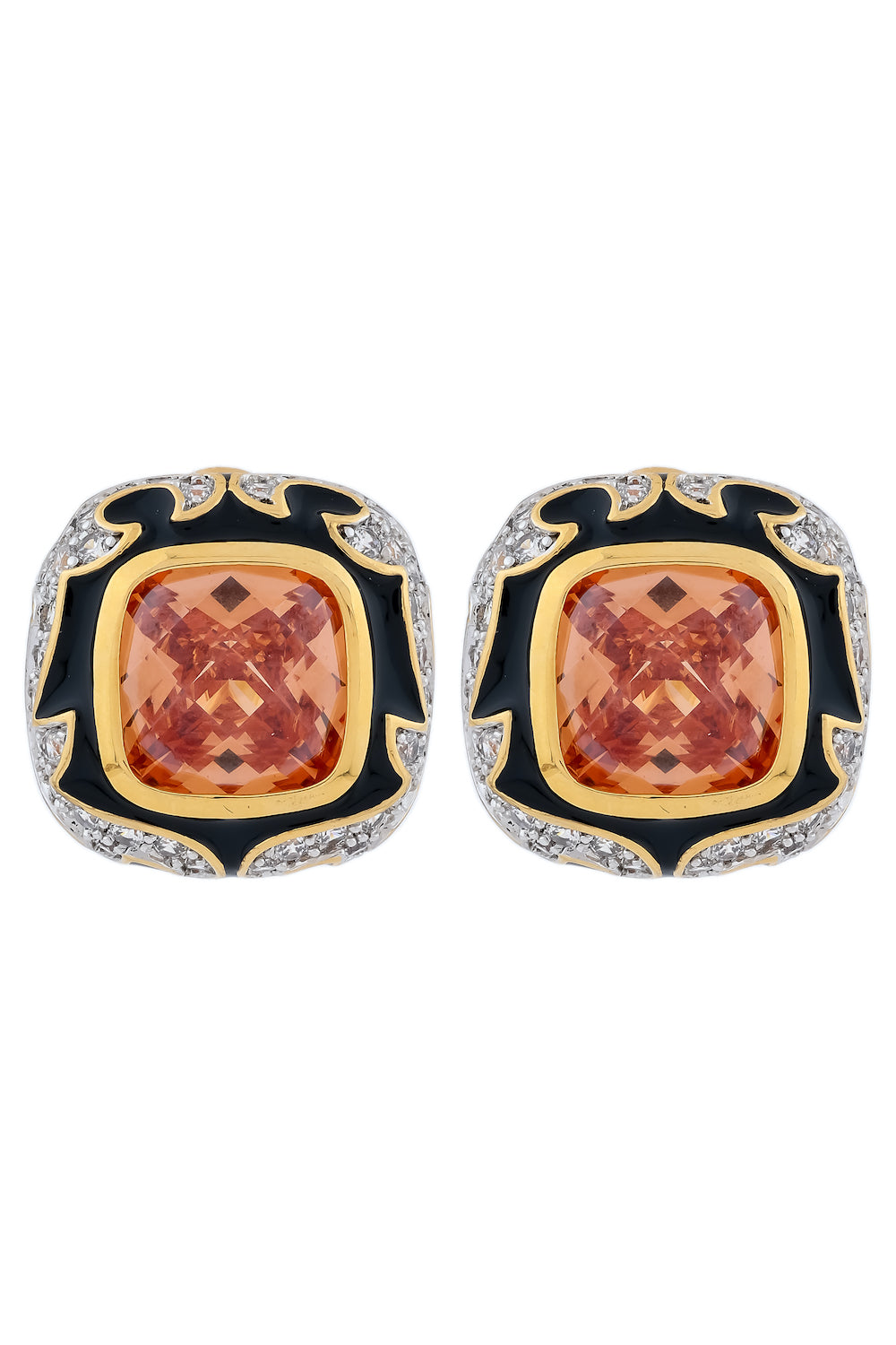 black enamel studs peach stone