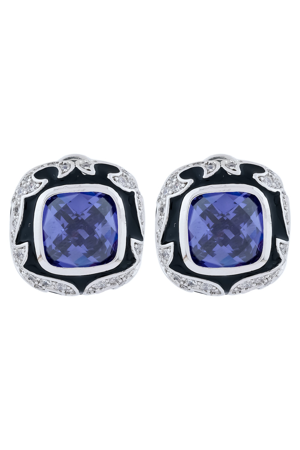 black enamel studs blue stone