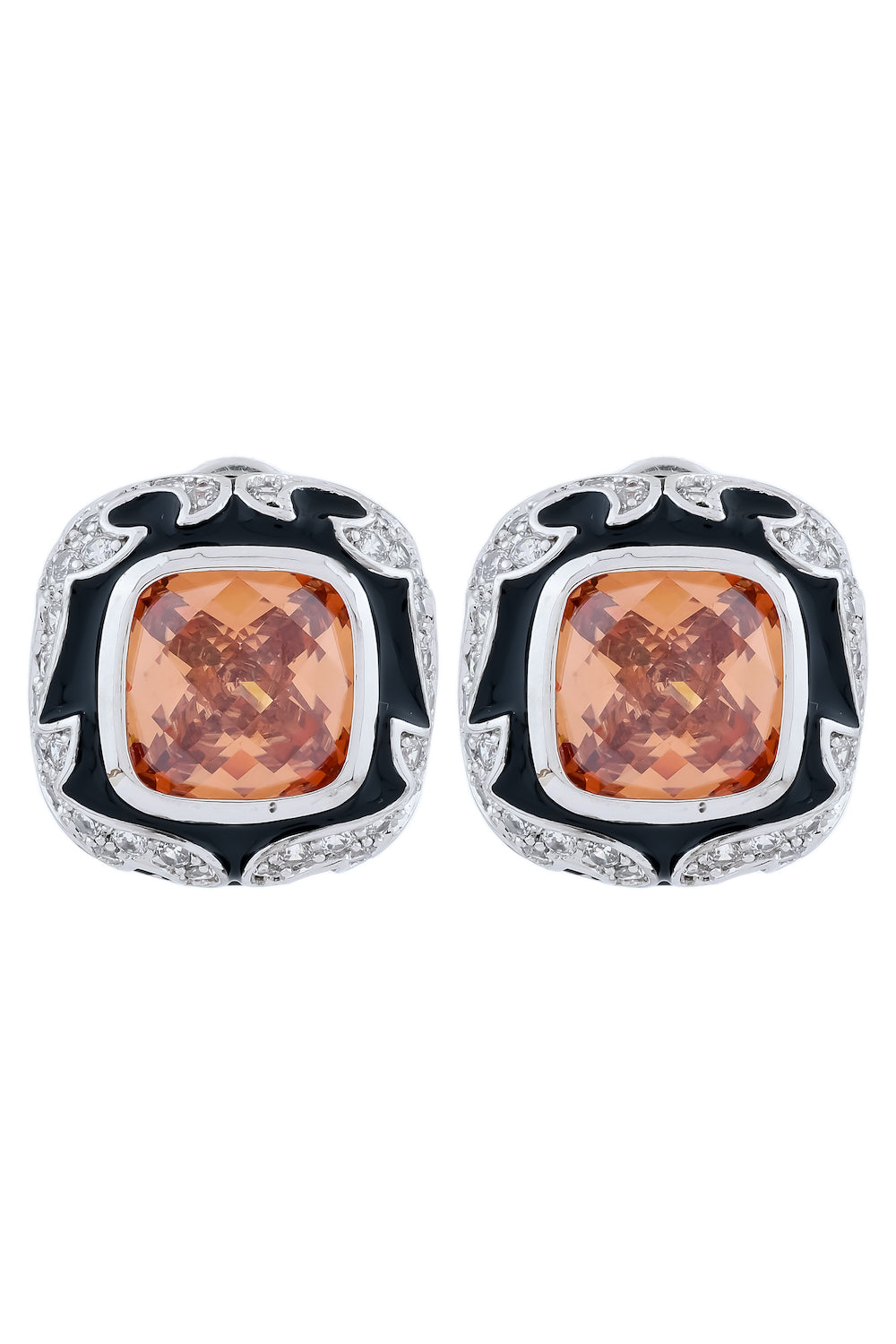 black enamel studs silver finishing