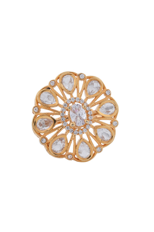 high quality cz kundan gold finger ring