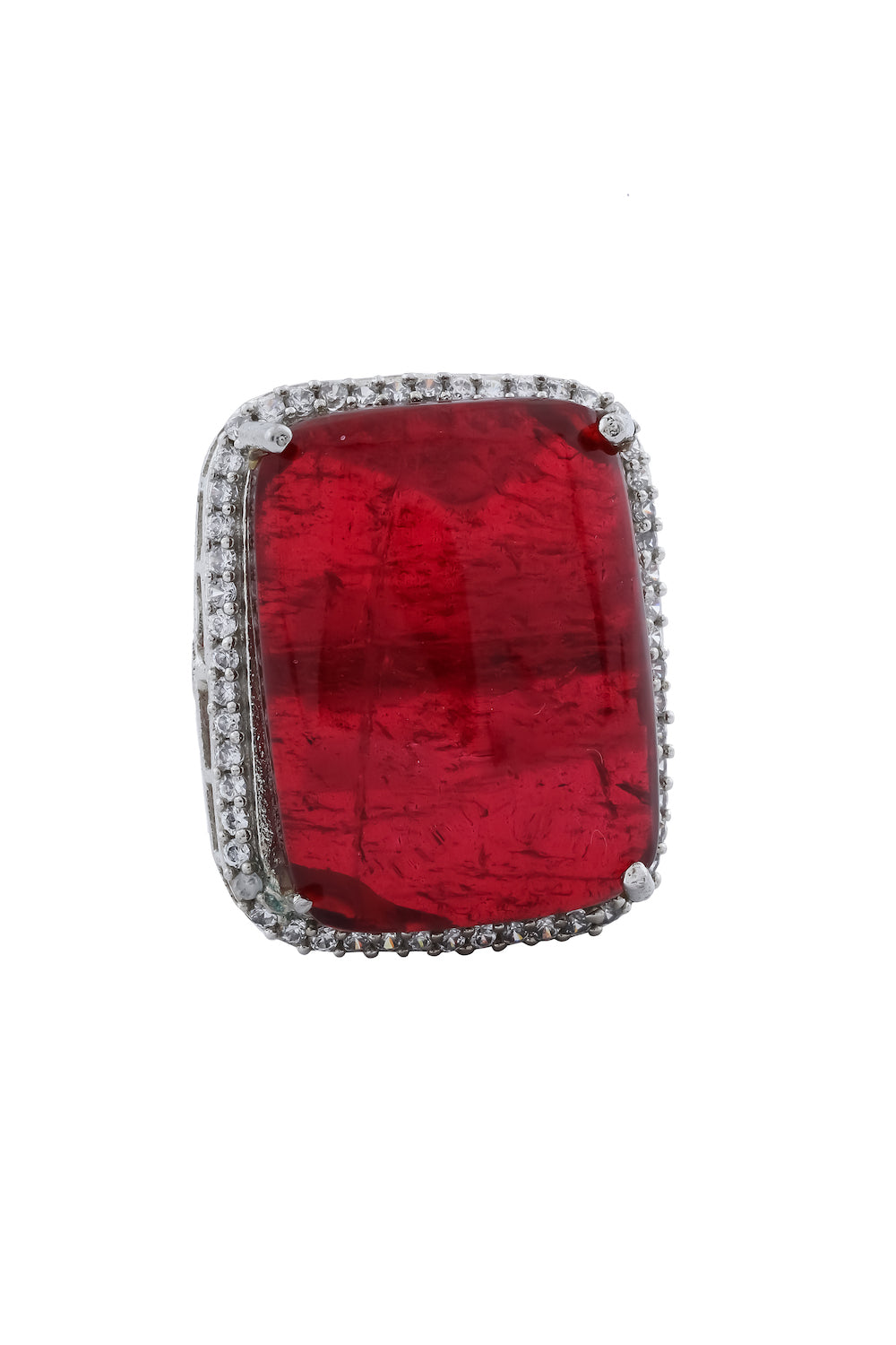 sugar loaf cut red doublet stone cocktail finger ring