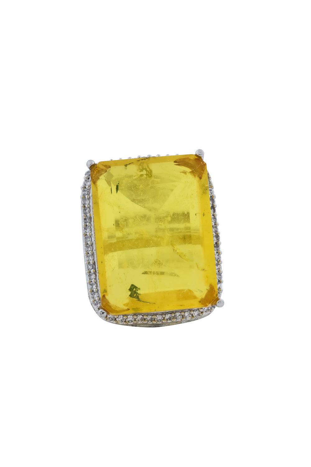 sugar loaf cut yellow doublet stone cocktail finger ring