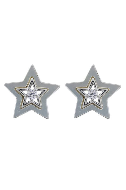 mop star 925 sterling silver post earrings