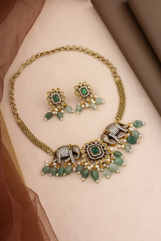 elephant cz choker necklace