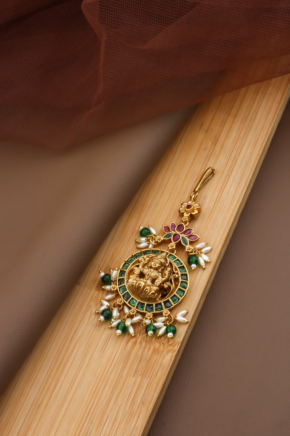 Maang tikka, Antique gold, goddess lakshmi,