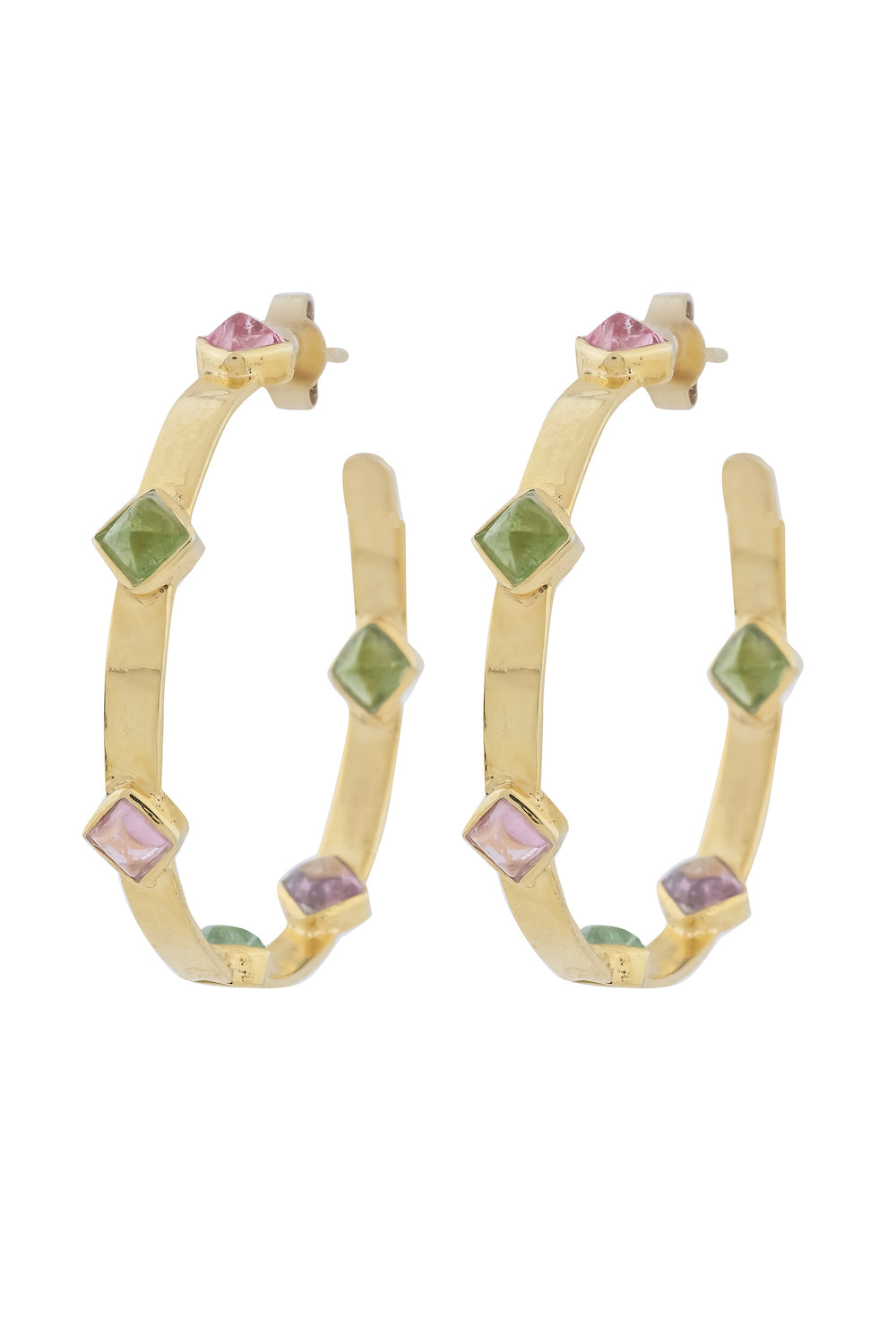 turmaline sterling silver hoops