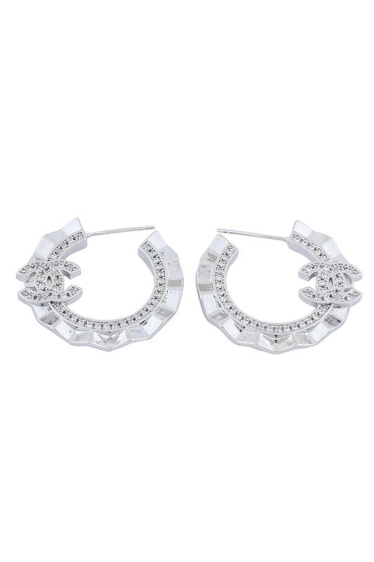 diamond silver hoop earrings