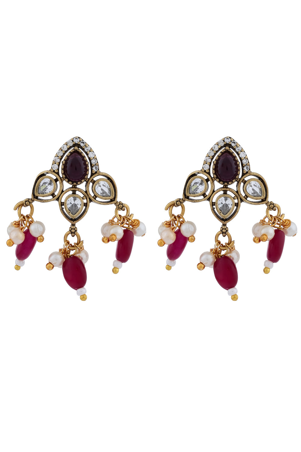 ruby kundan studs