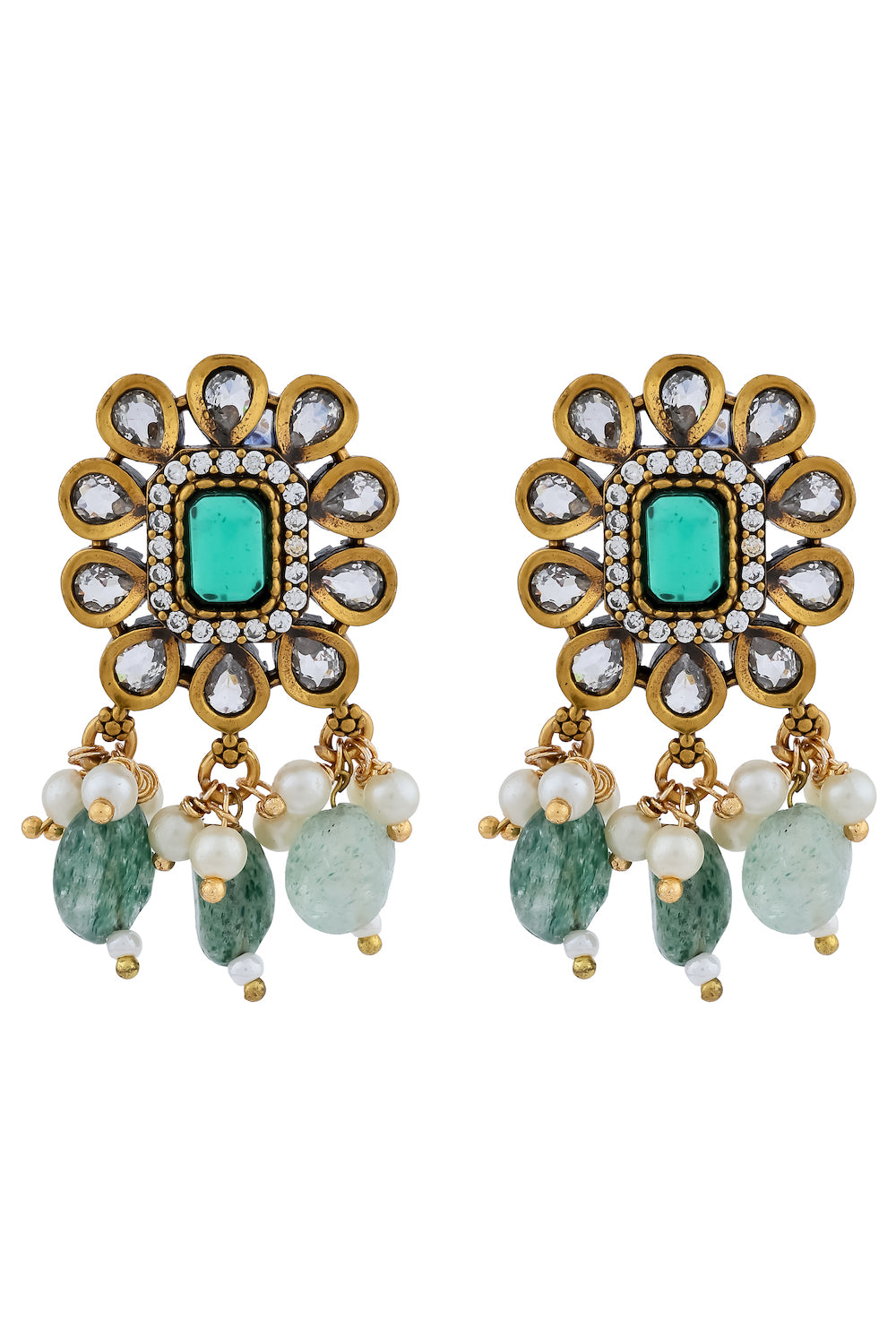 cz kundan antique necklace set