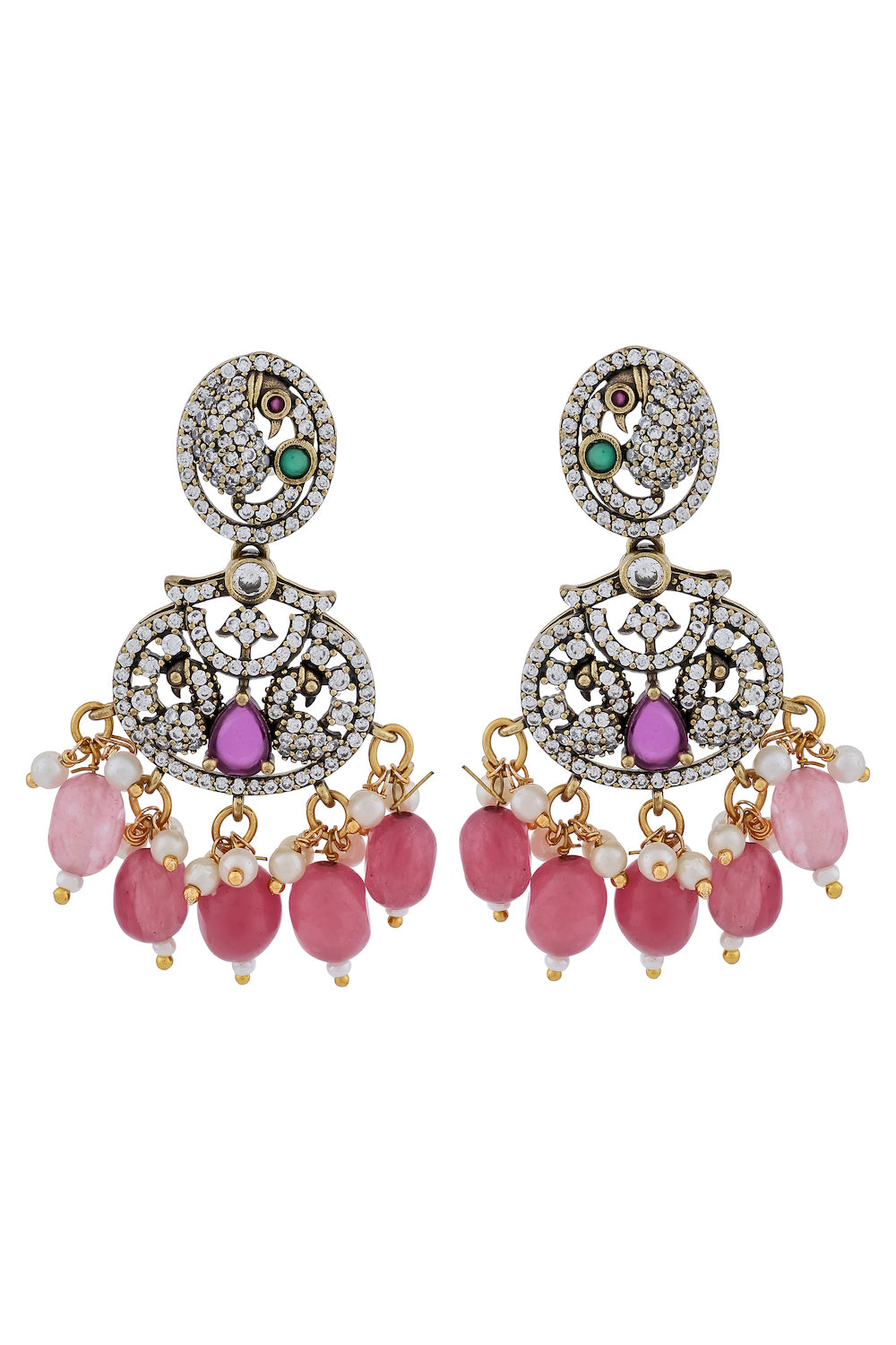 peacock pink necklace set