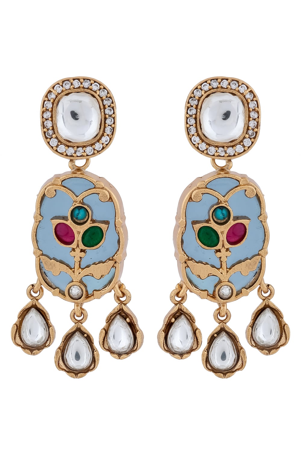 emerald inlay work indian necklace earrings