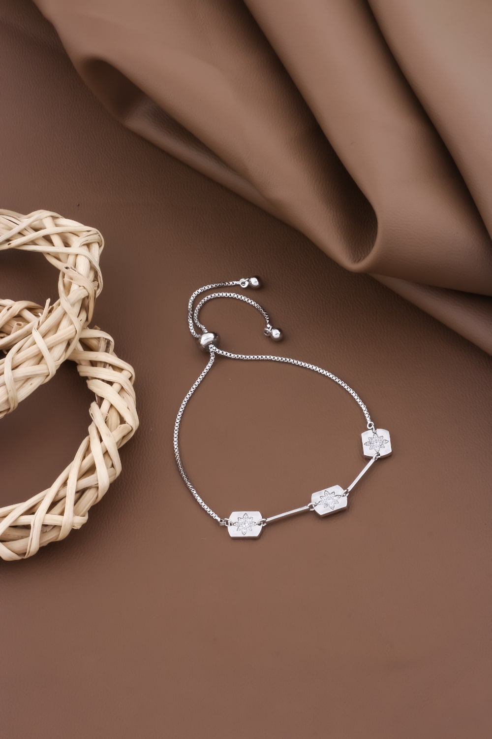 silver cz adjustable bracelet