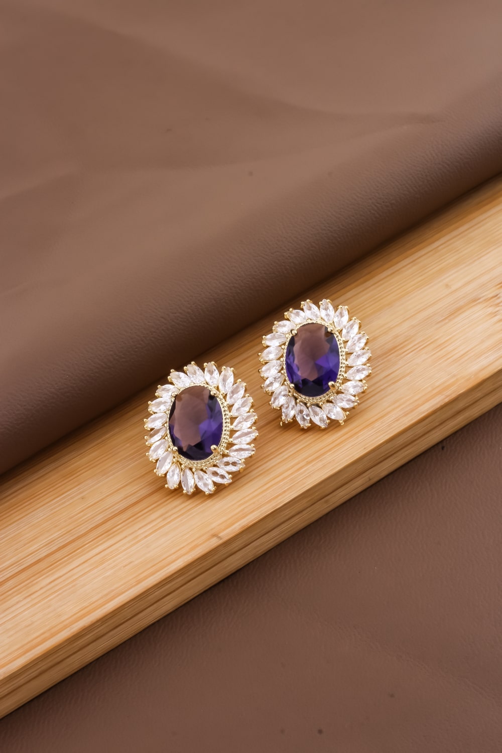 purple cz stud earrings
