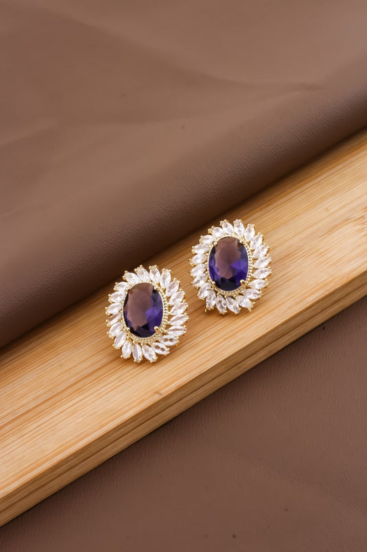 purple cz stud earrings
