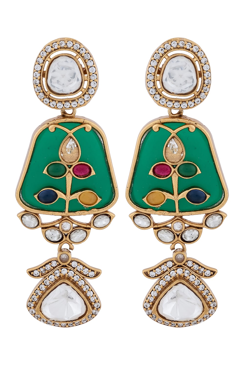 green polki long set