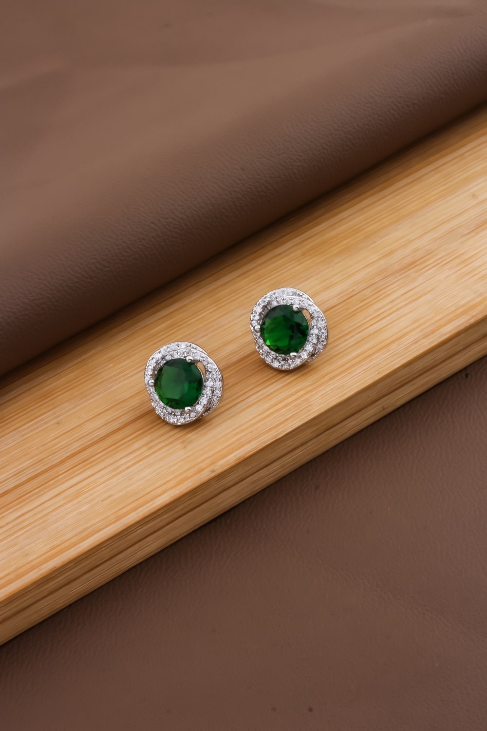 green stud earrings