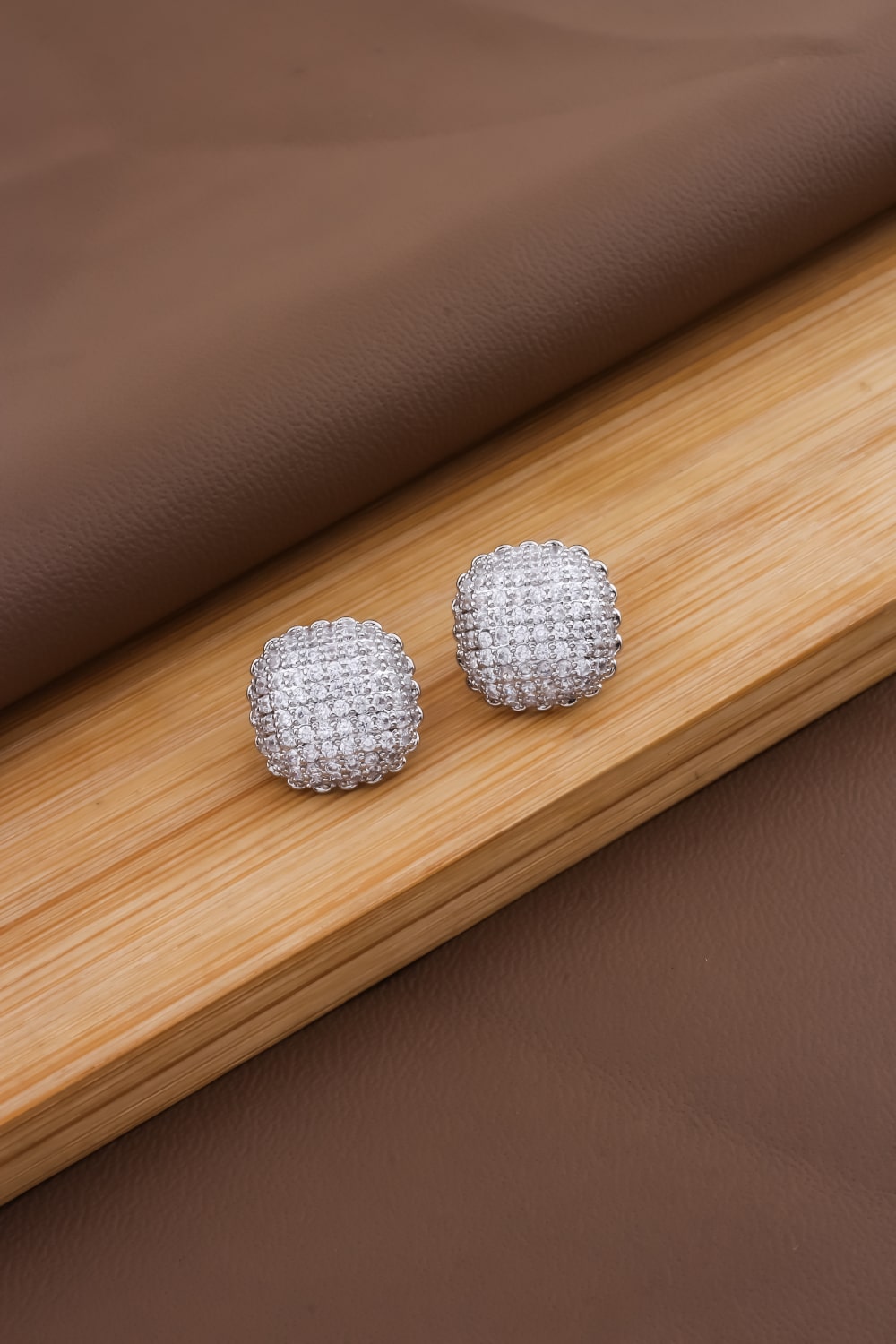 zirconia studs silver finish
